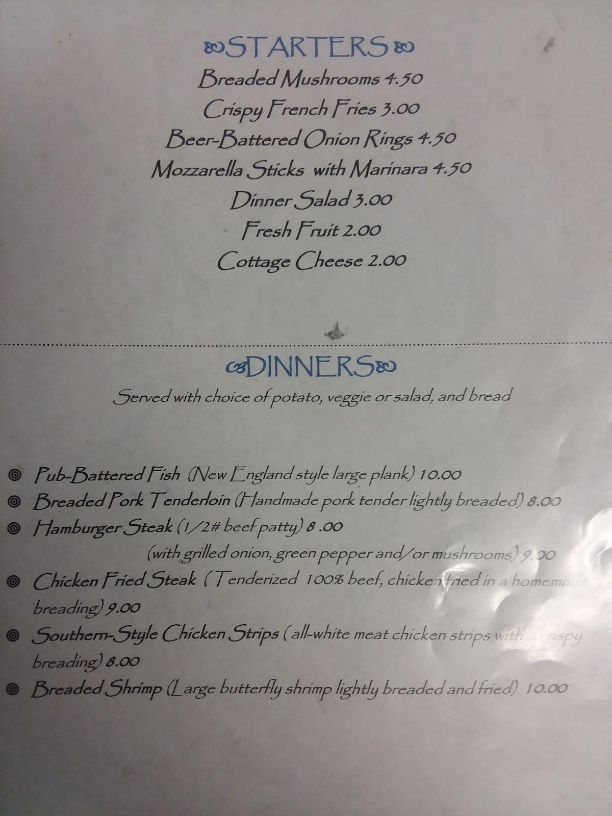 Menu at East Side Cafe, Blue Rapids