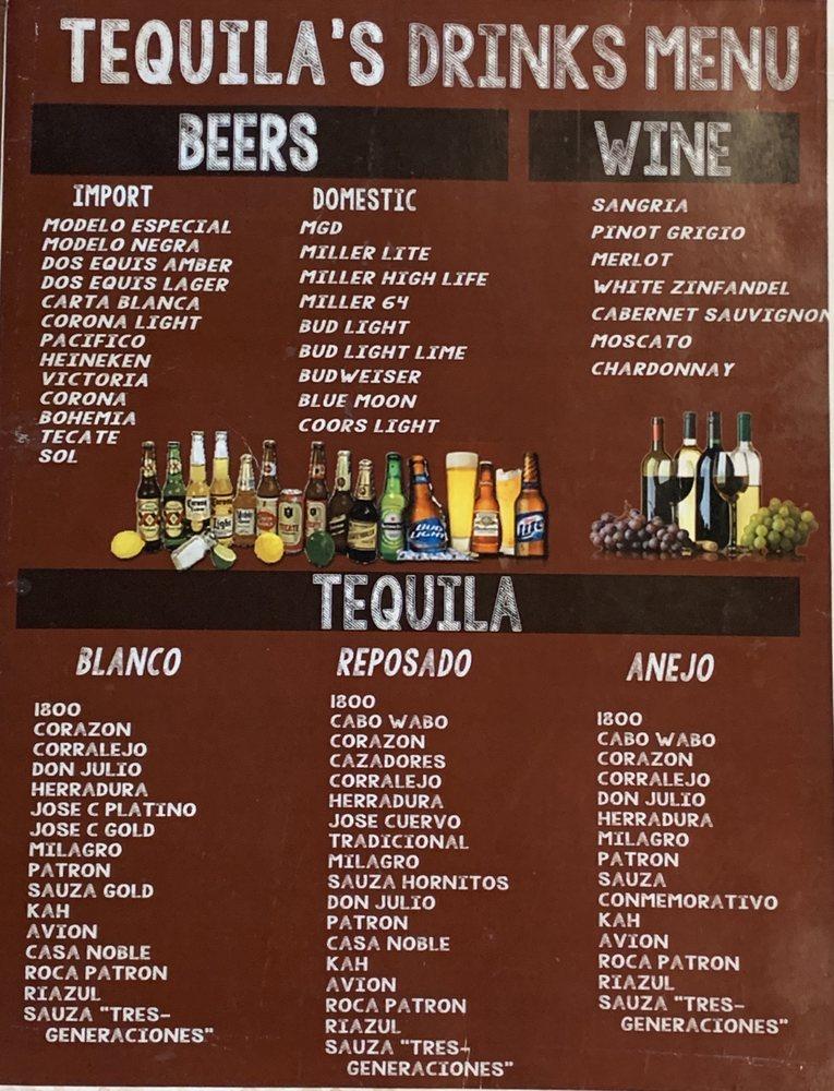 Menu at El Tequila Mexican Grill restaurant, Sturtevant