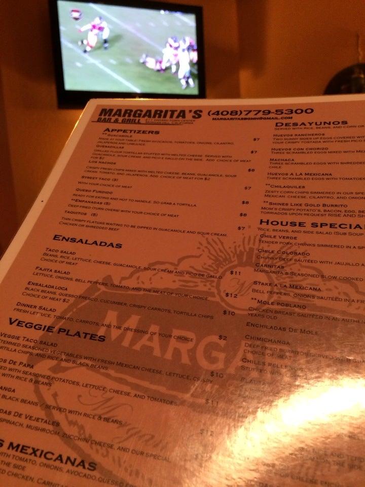 Menu at Margarita's Bar & Grill, Hill