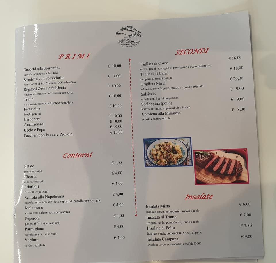 Menu di Al Vesuvio 