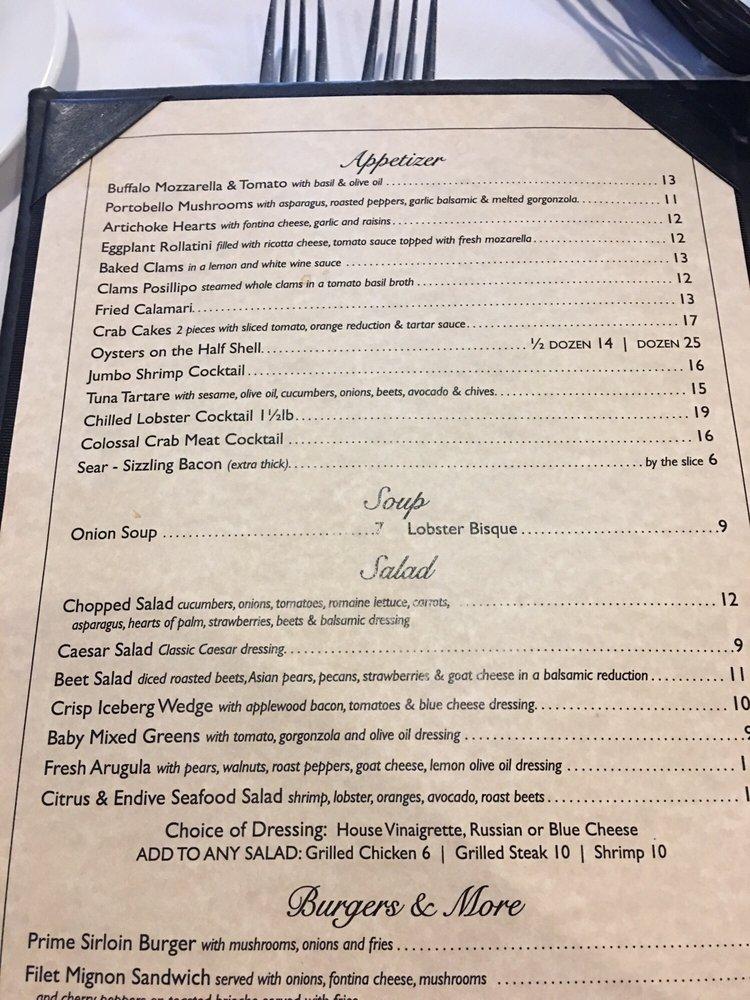 Menu at Sear House steakhouse, Closter