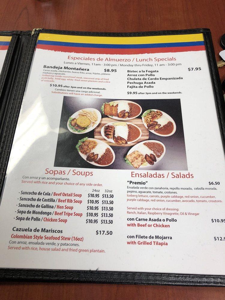 Menu at La Fogata restaurant, Houston, Southwest Fwy