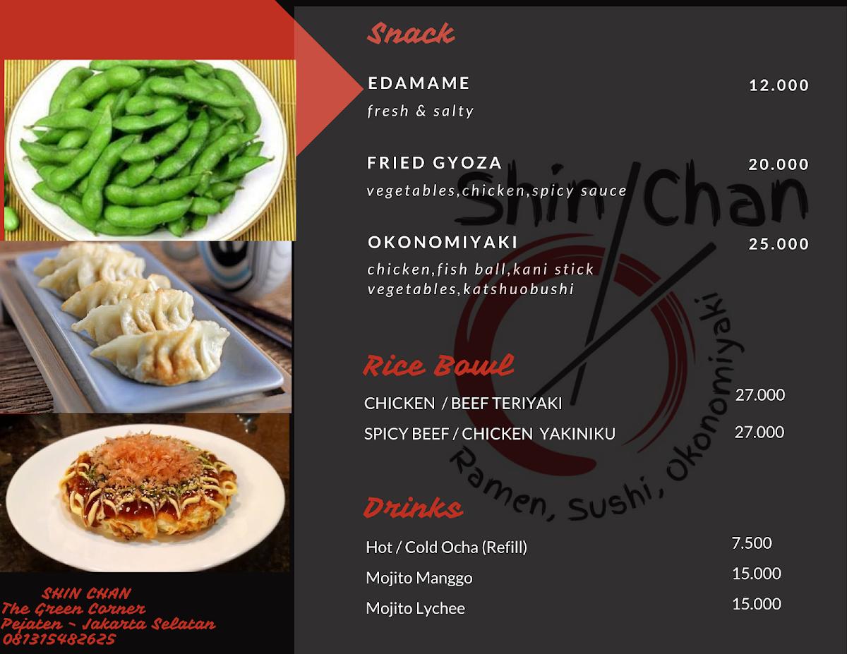 Menu at ShinChan - Japanese Fusion restaurant, South Jakarta