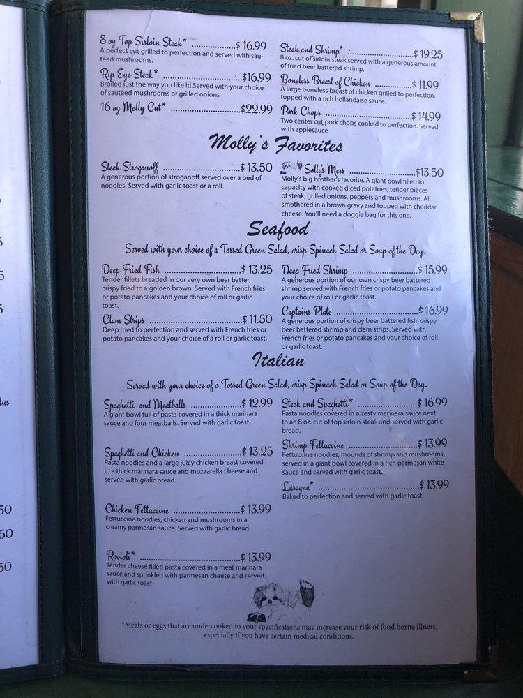 Menu at Molly's Family Restaurant, Spokane