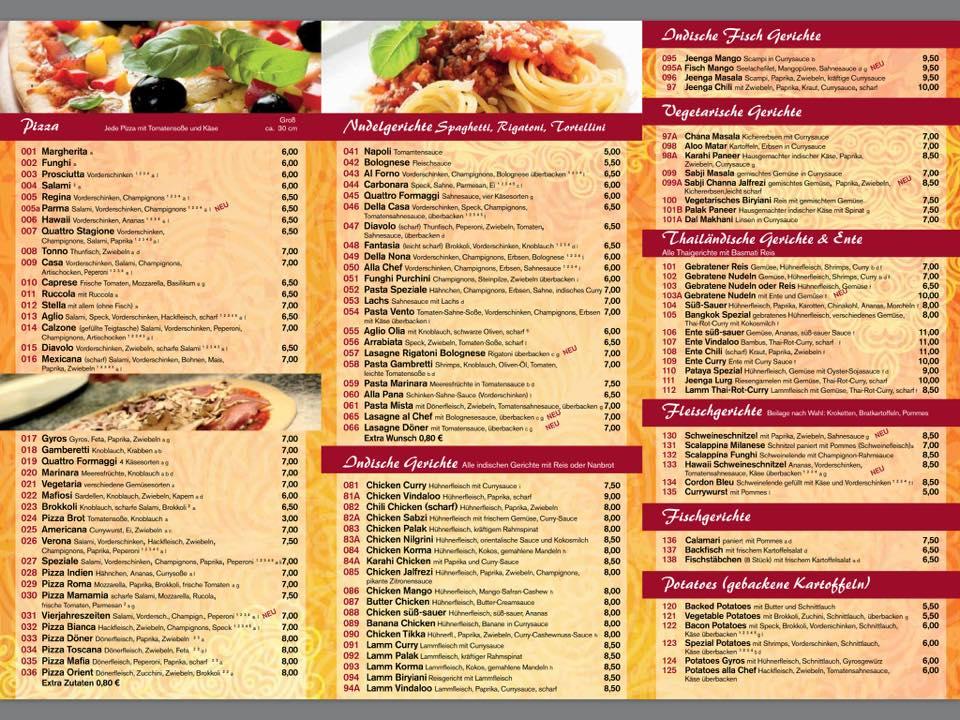 Speisekarte von Pizzeria Stella, Beilngries