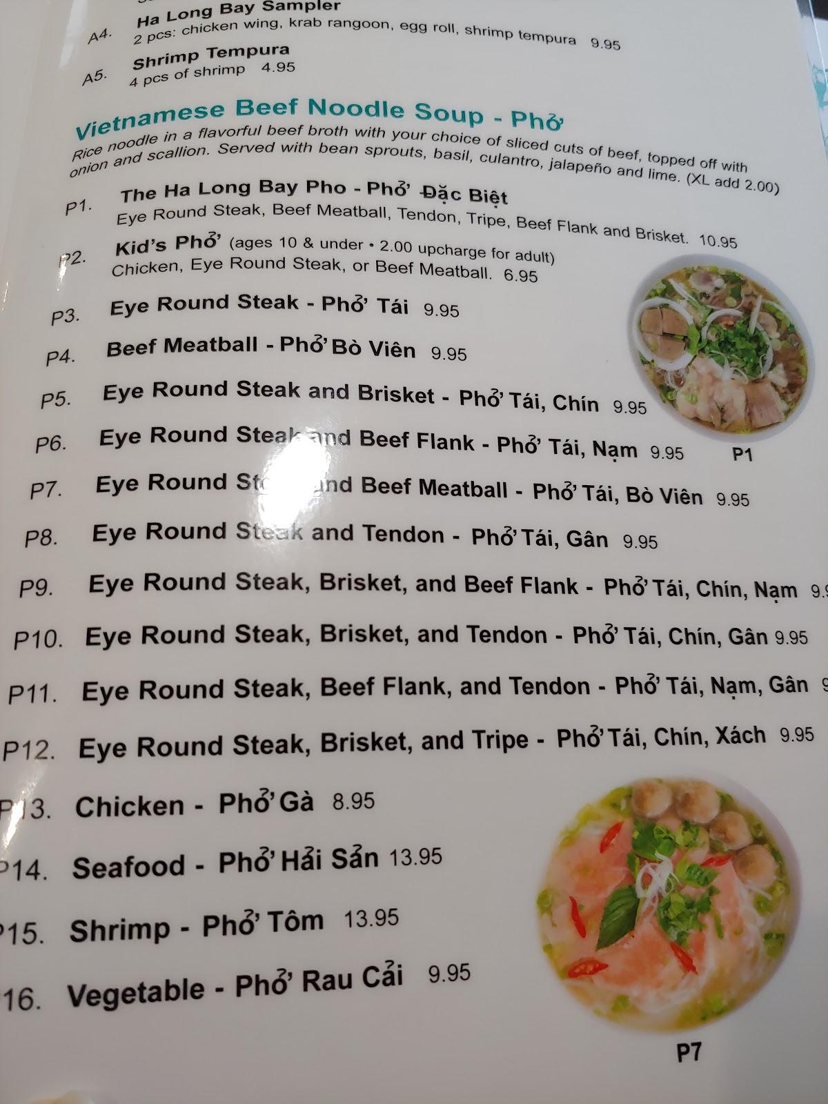 Menu at Ha Long Bay Bistro restaurant, Dunedin