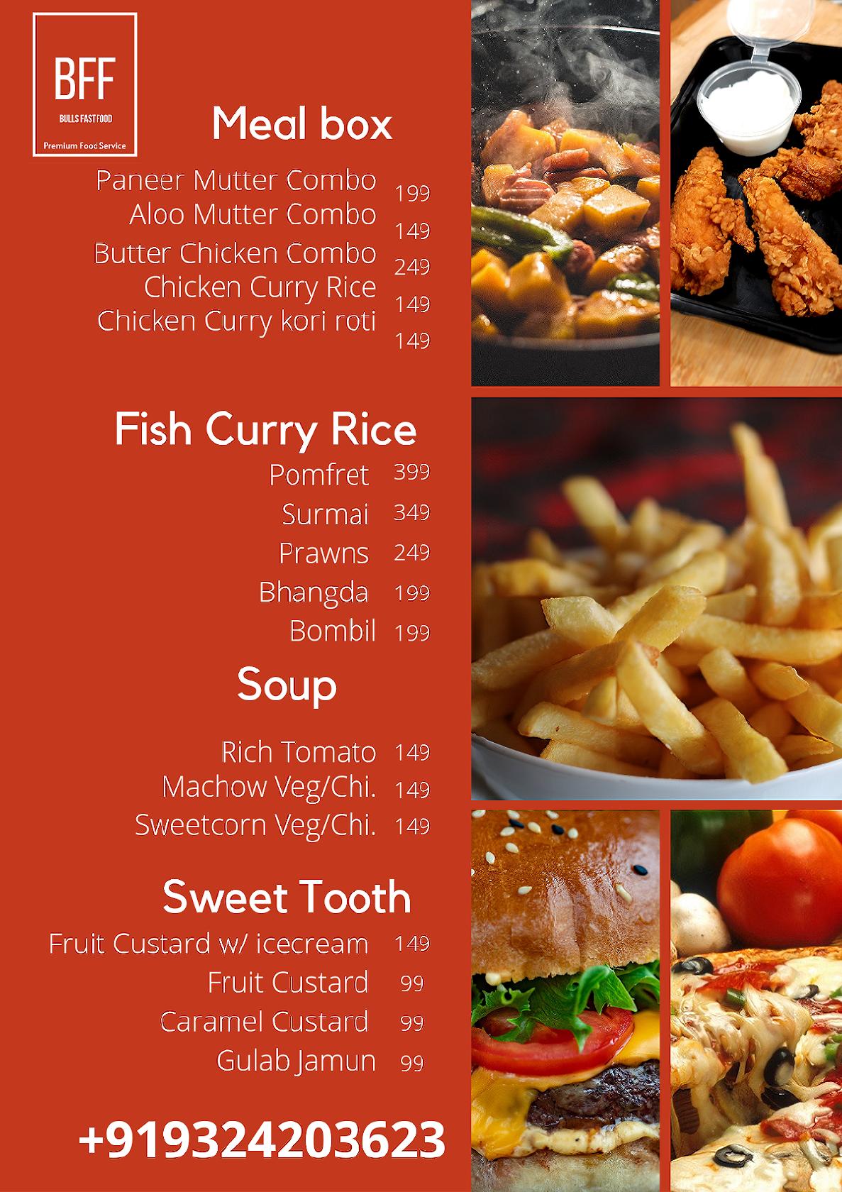 Bff cloud kitchen menu