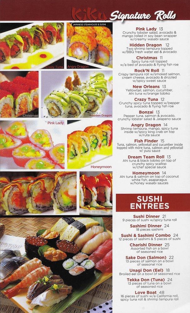 Menu at Kiku Japanese Steakhouse & Sushi Bar, Middletown