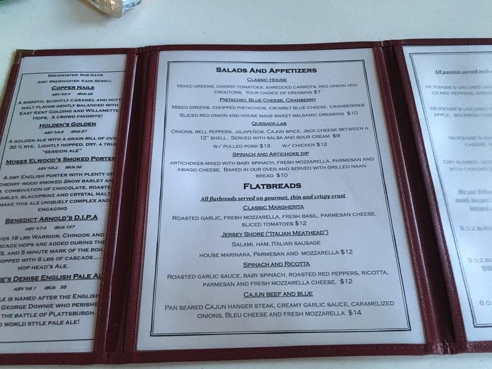 Menu at Valcour Brewing Company pub & bar, Plattsburgh