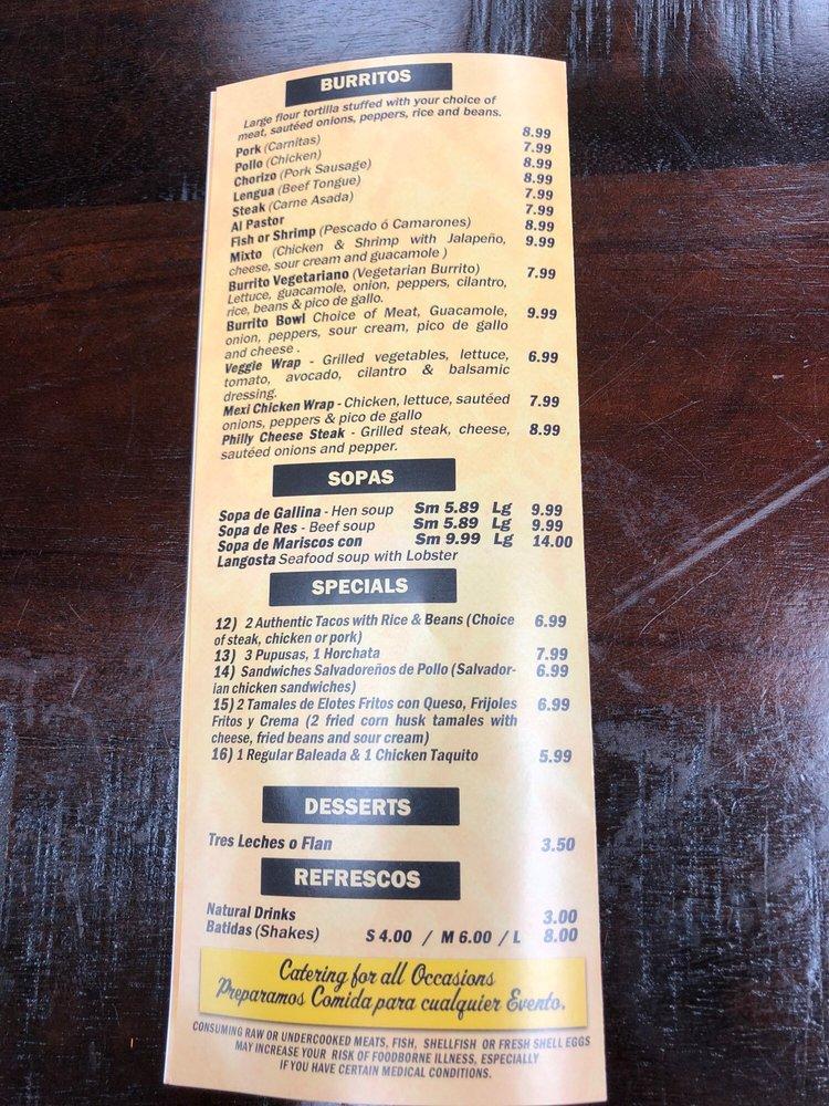 Menu at El Paso Taco restaurant, Copiague