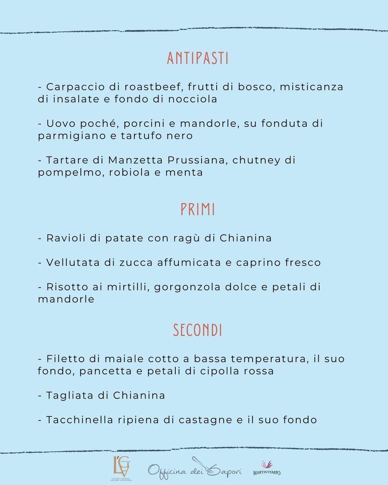 Menu at Officina dei Sapori steakhouse, Gubbio