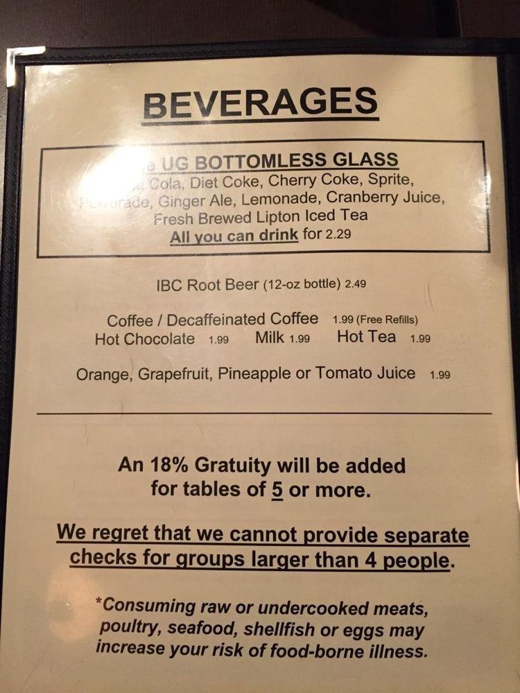 Menu at Union Grill Oakland restaurant, Pittsburgh, 413 S Craig St