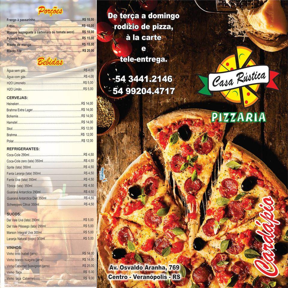 Casa Rustica Pizzaria cardápio