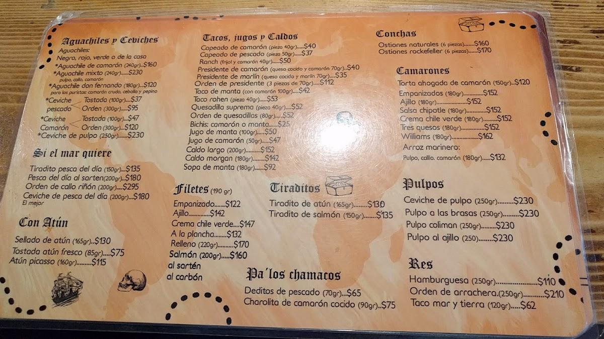 Menu at La Cura restaurant, Hermosillo, Av Veracruz 77