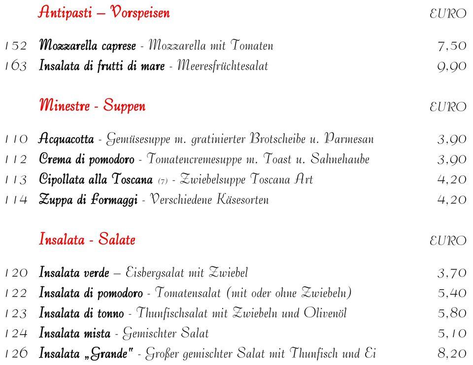 Menu at Pasta e Vino Ristorante restaurant, Augsburg