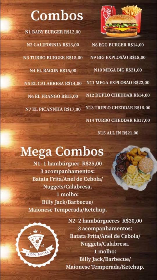 Menu Em Massa Fina Restaurante Brasil Tv C Branco