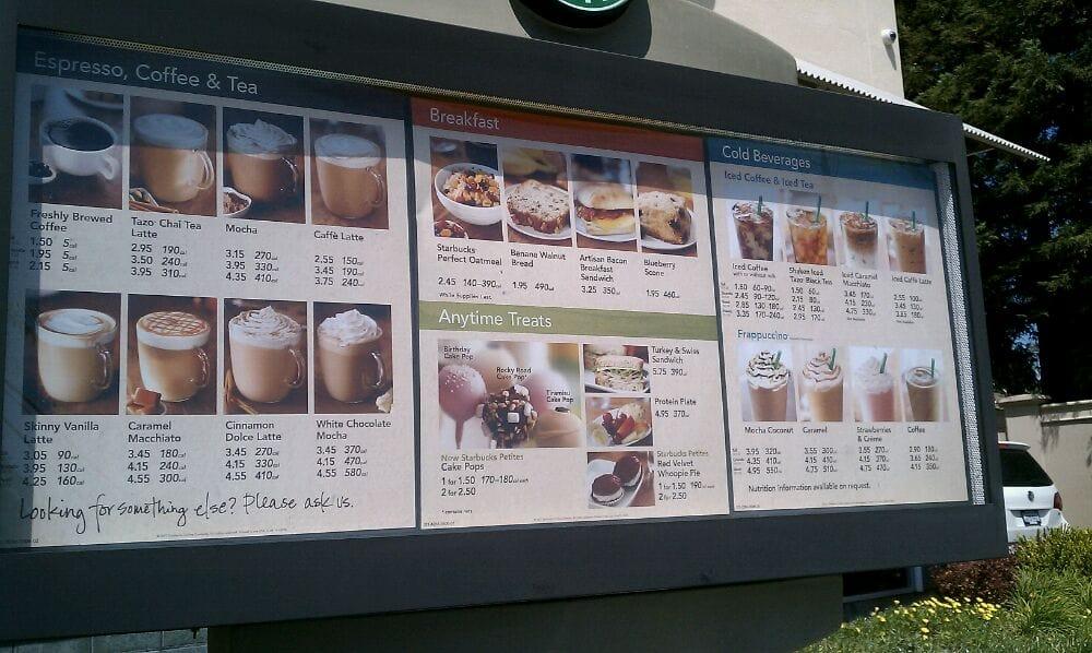 Menu At Starbucks Restaurant Concord 4125 Concord Blvd 