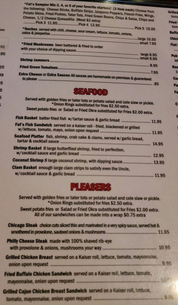Menu at Uncle Fats 2 Tampa pub & bar, Tampa