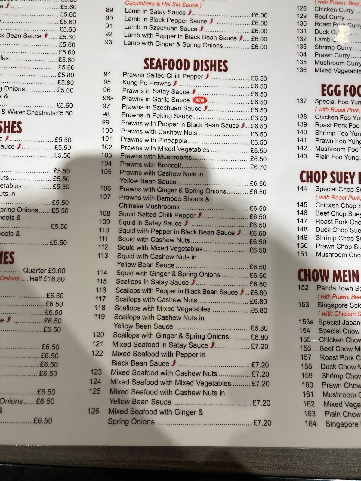Menu at Panda Town fast food, Haywards Heath