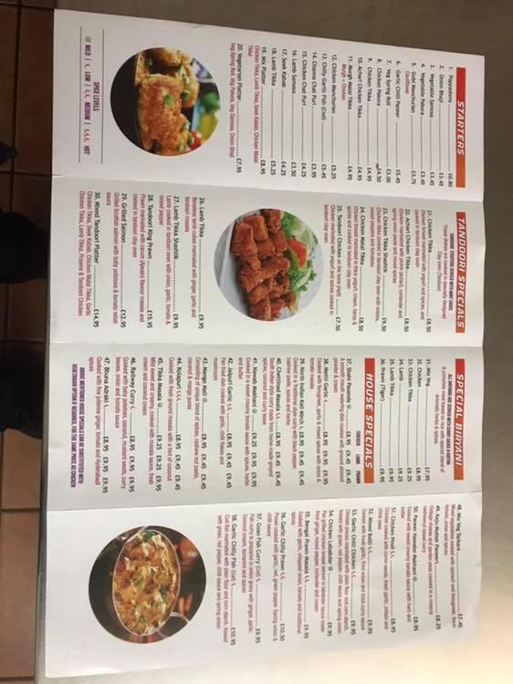 Menu at Rangoli Indian Takeaway restaurant, Banchory