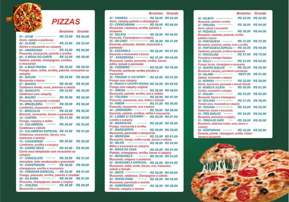 Pizzaria Cally cardápio