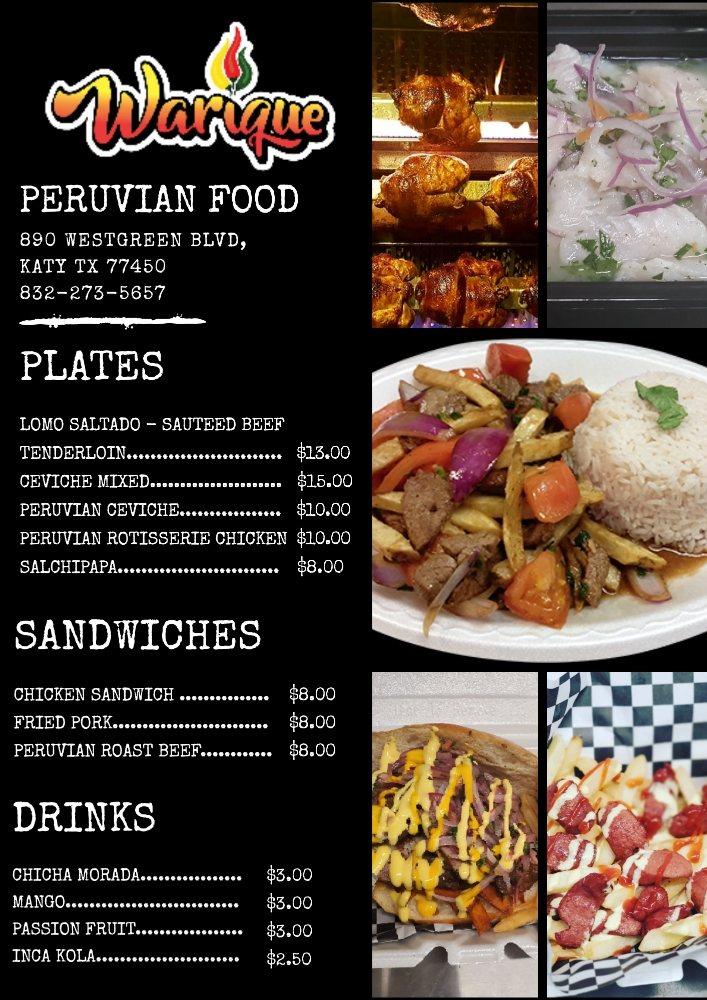 Menu At Warique Peruvian Food Restaurant Houston   Raae Warique Peruvian Food Menu 