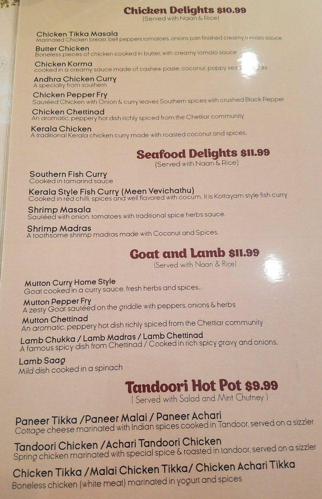 Menu at Podi dosa restaurant, Artesia