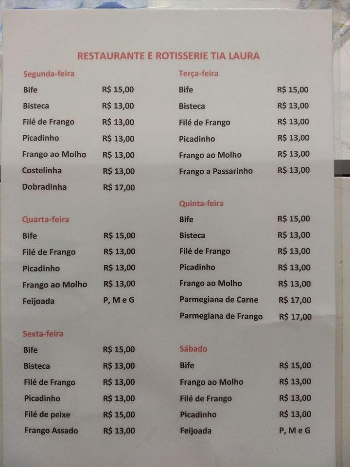 Restaurante Tia Laura cardápio