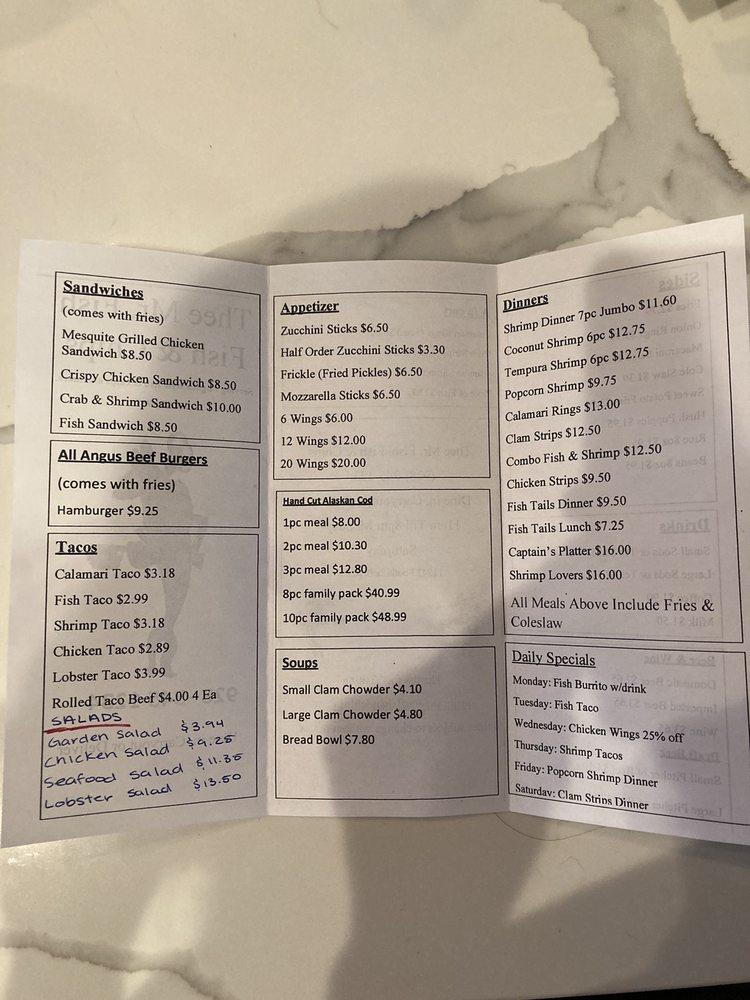 Menu at Mr Fish Fish & Chips restaurant, Yuma