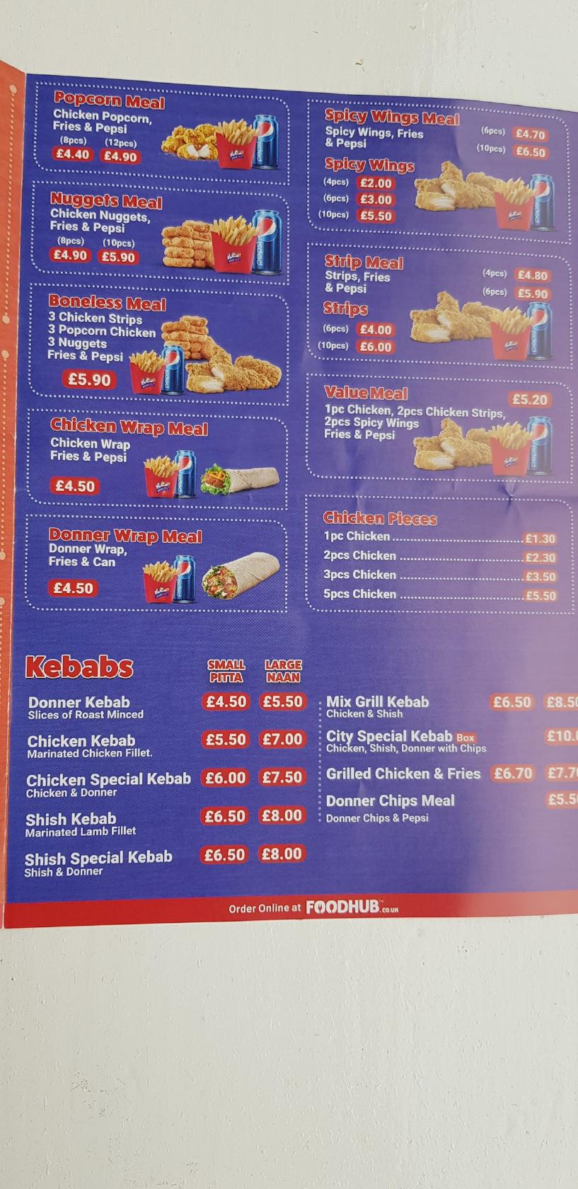 Menu at Pizza City pizzeria, Preston, 100 Friargate