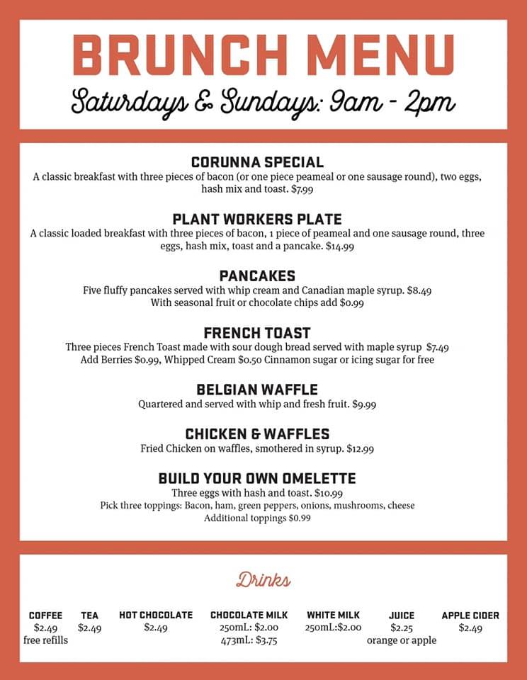 Menu at Burger Rebellion restaurant, Corunna