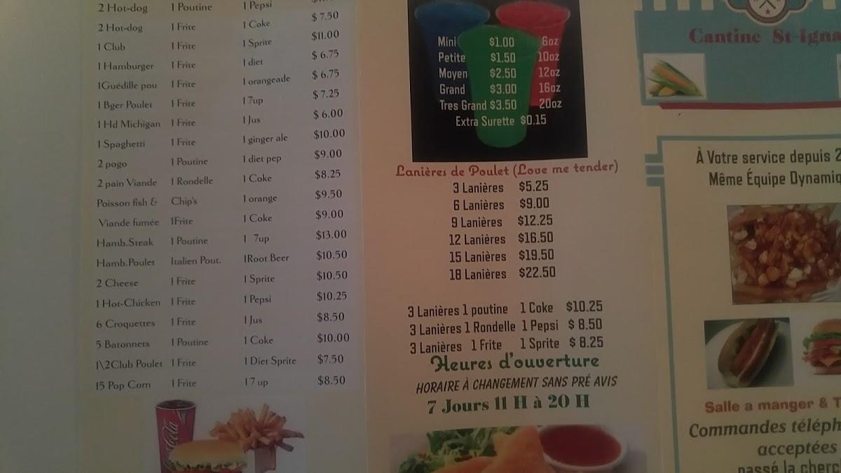 Menu at Casse Croute StIgnace restaurant, SaintIgnacedeLoyola