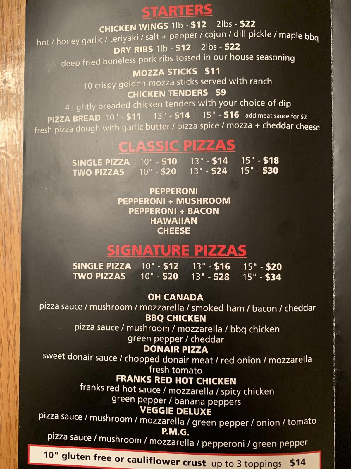 Menu at Lago pizza and pasta pizzeria, Sylvan Lake