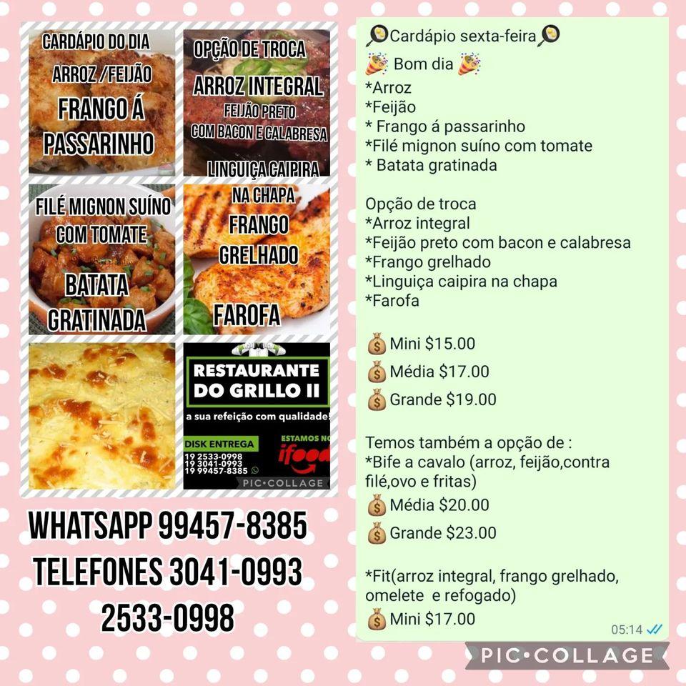 Restaurante Do Grillo 2 cardápio