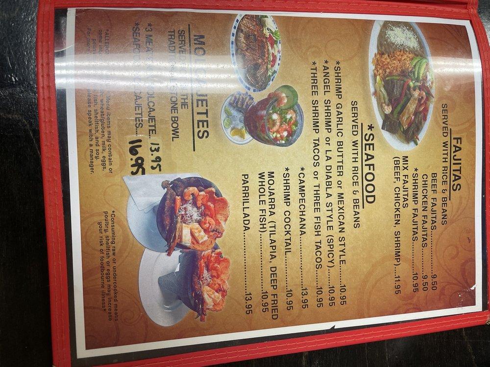 Menu at Johnny's Taco Shop restaurant, Pahrump