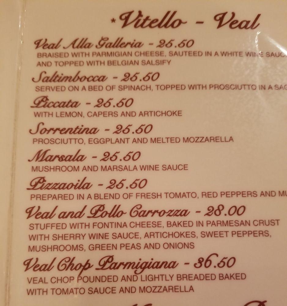 Menu at Galleria Ristorante restaurant, Westbury