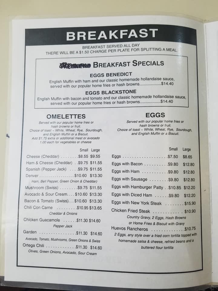 Carta del restaurante Live Oak Grill, Kelseyville