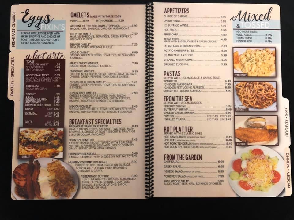 Menu at Joplin Café cafe, Joplin