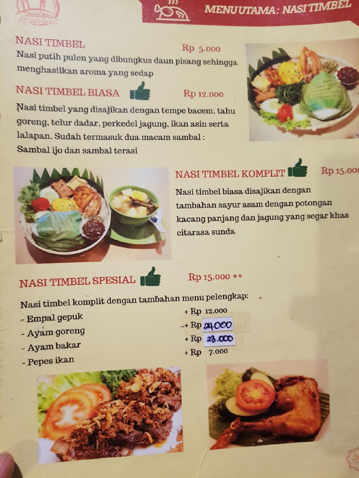 Menu at Ampera Restaurant, Gilimanuk