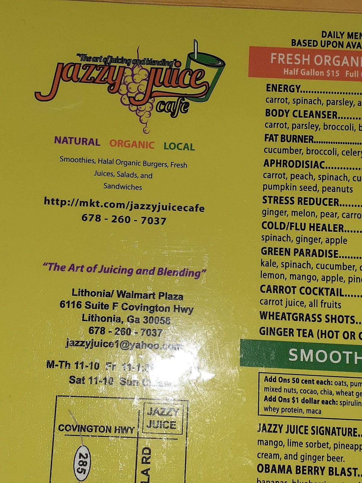 Menu At Jazzy Juice Cafe Redan