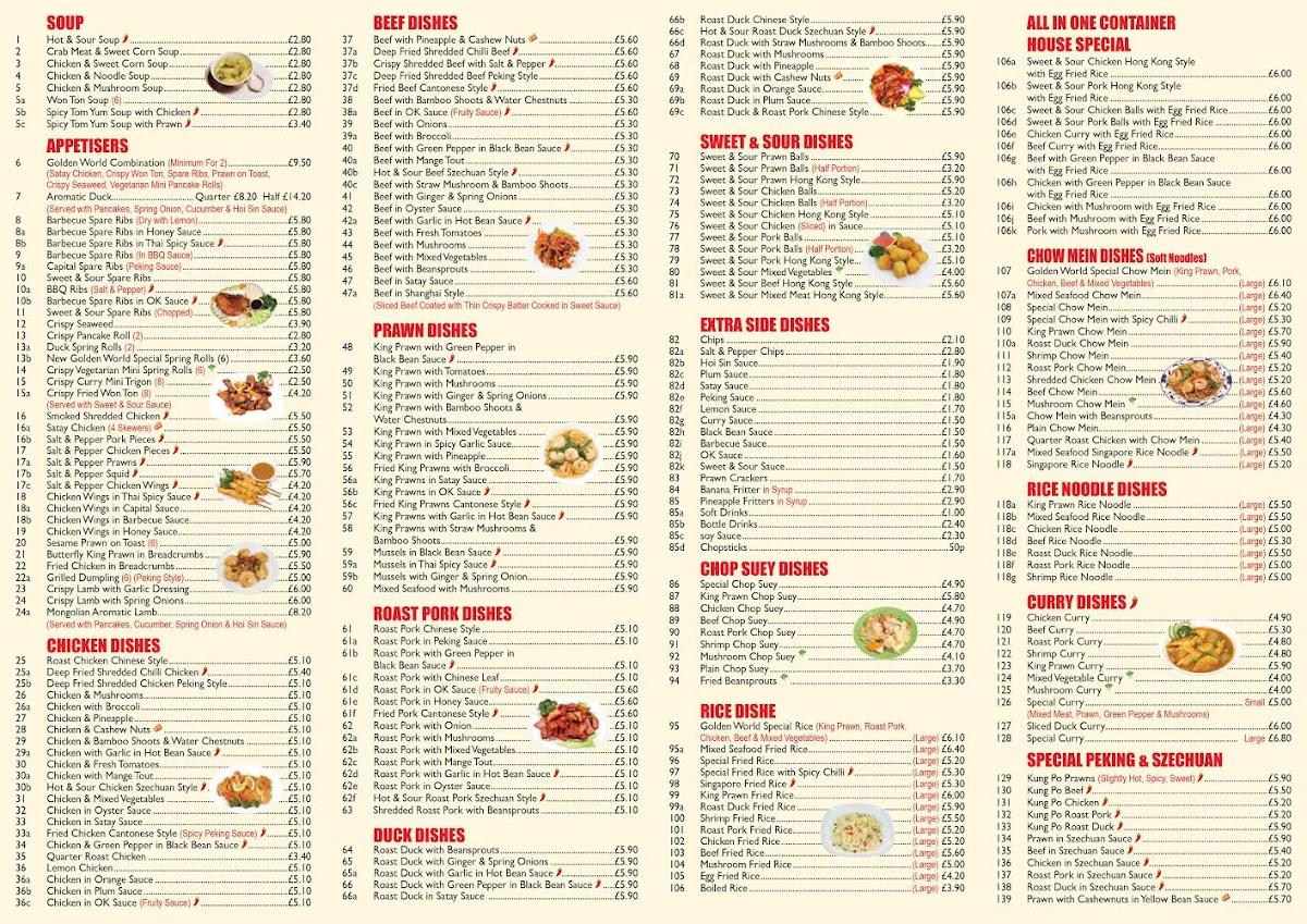 Menu At New Golden World Fast Food, Waltham Cross, 84 High Street Cheshunt