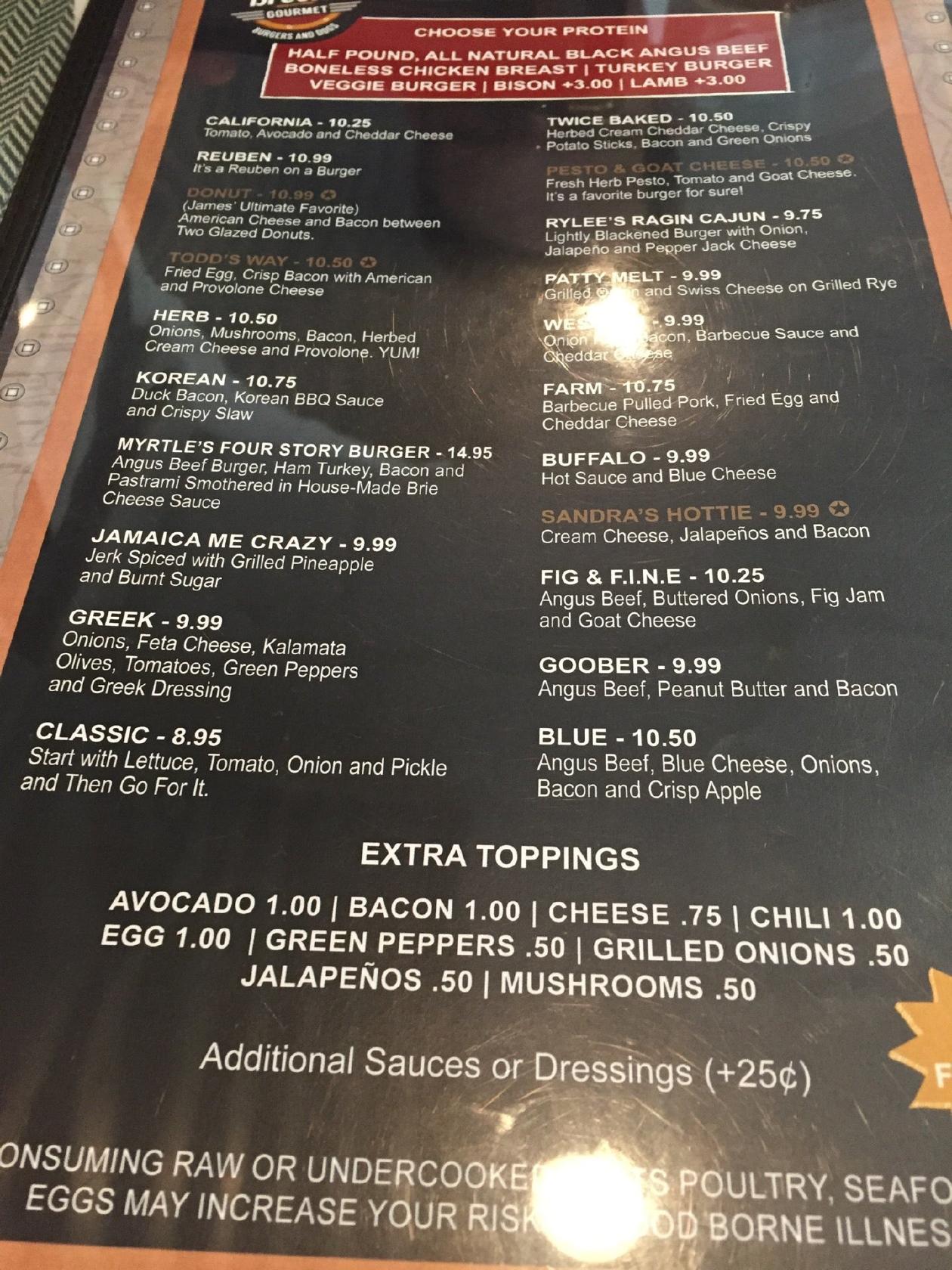 Menu at Brooks Burgers restaurant, Naples, 330 9th St S
