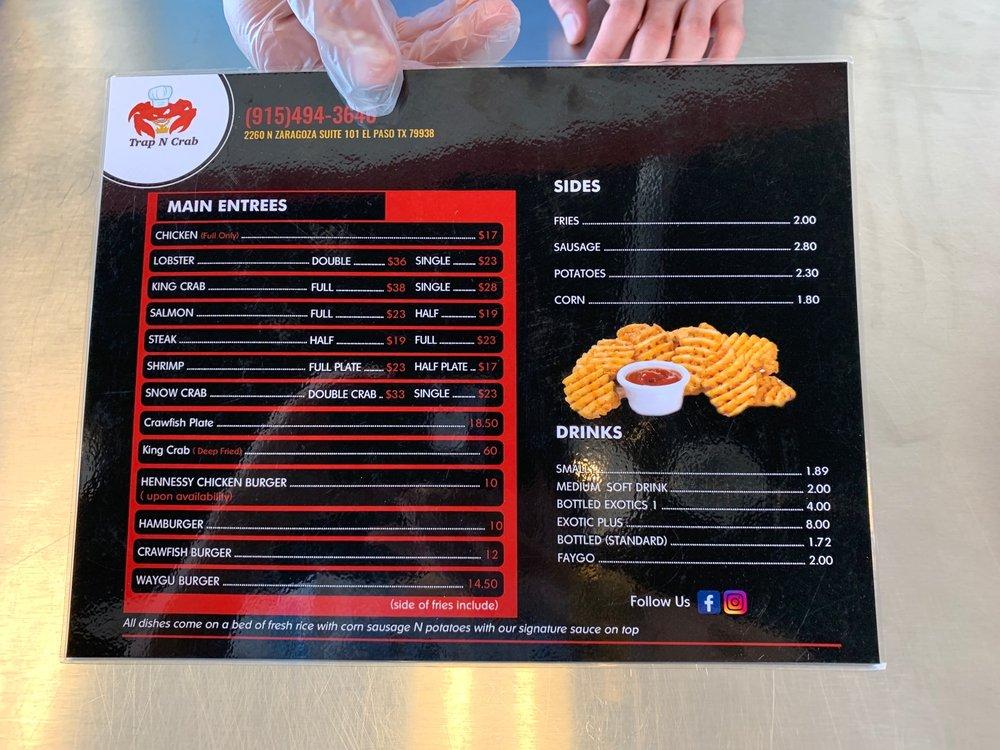 Menu at Trap N Crab restaurant, El Paso