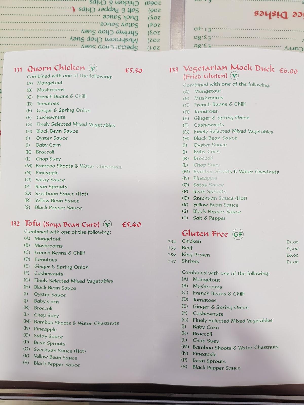 Menu at Chinatown fast food, Ringwood