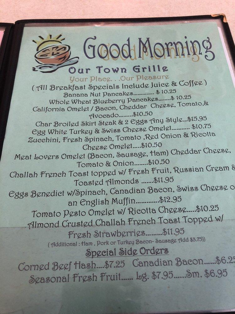 Menu at Our Town Grille restaurant, Malverne