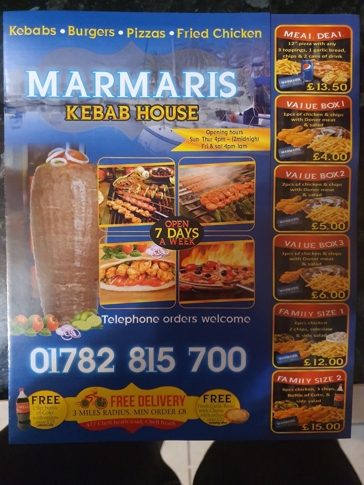 Menu at Marmaris restaurant, StokeonTrent, 477 Chell Heath Rd