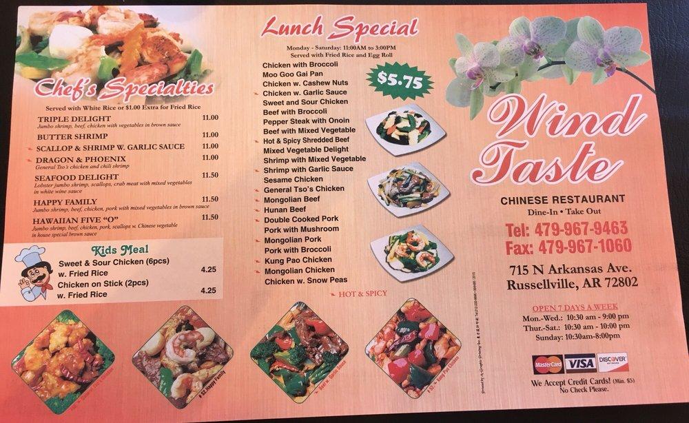 Menu at Wind Taste restaurant, Russellville