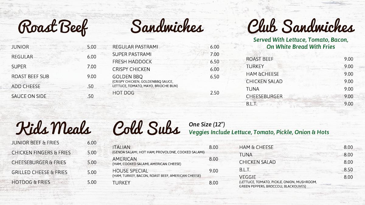 Menu at Costello’s Famous Roastbeef, Seafood & Pizza BBQ, Haverhill