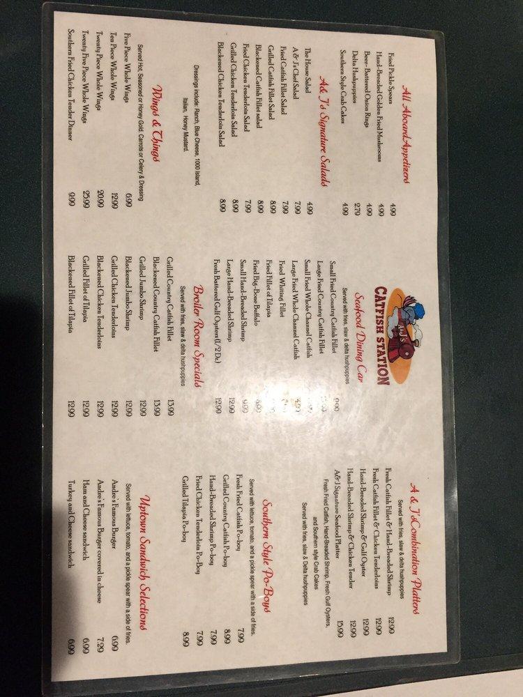 Menu at A & J's Catfish Station Memphis restaurant, Memphis, Knight