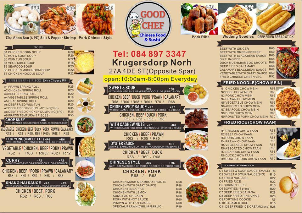 Menu at Good chef restaurant, Roodepoort, 27A 4de St